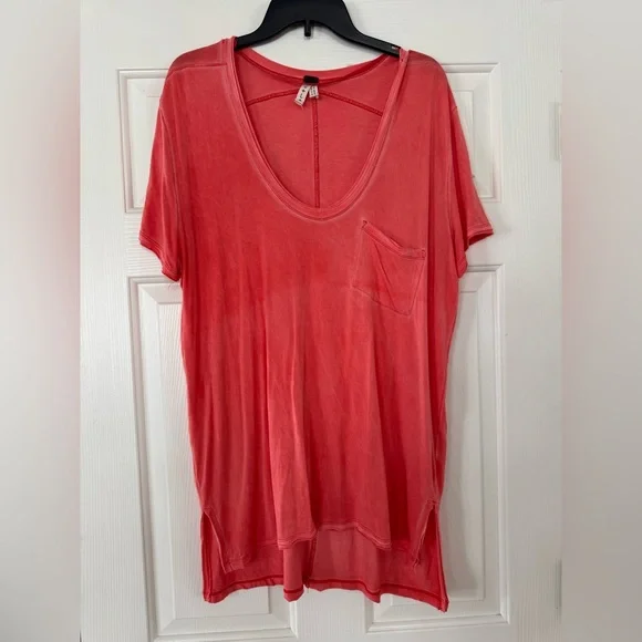 Free People We The Free Coral Short Sleeve Tee size large - Picture 1 of 6